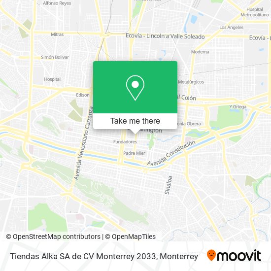 Mapa de Tiendas Alka SA de CV Monterrey 2033