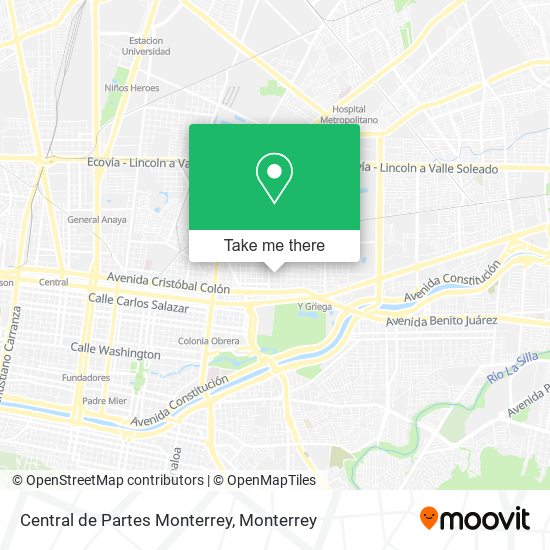 Mapa de Central de Partes Monterrey