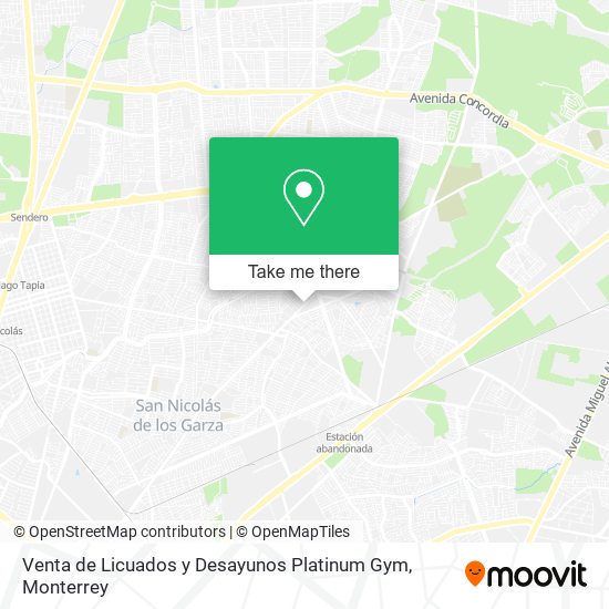 Mapa de Venta de Licuados y Desayunos Platinum Gym