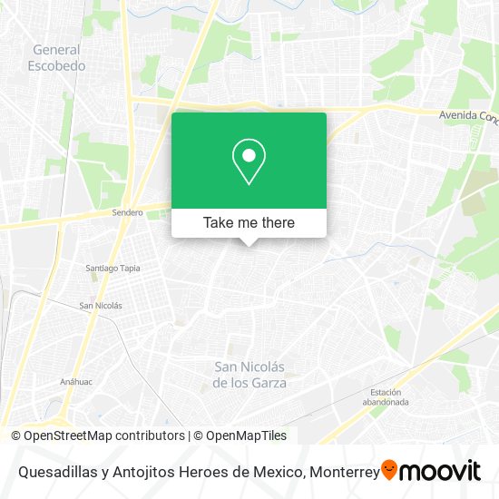 Mapa de Quesadillas y Antojitos Heroes de Mexico