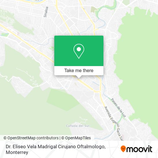 Mapa de Dr. Eliseo Vela Madrigal Cirujano Oftalmologo