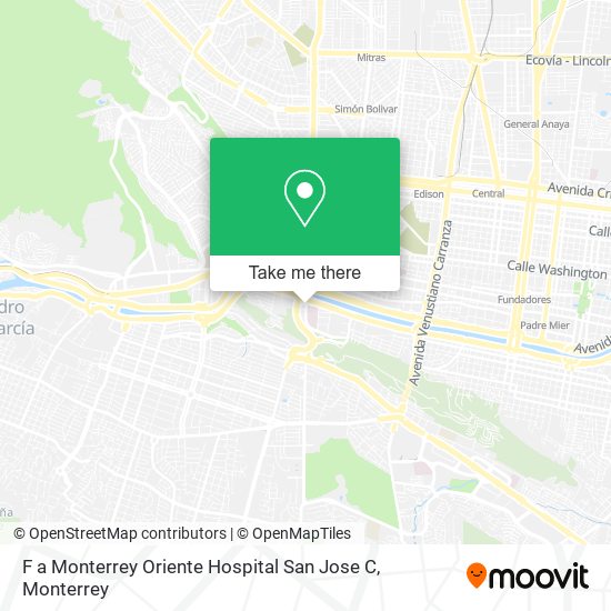 Mapa de F a Monterrey Oriente Hospital San Jose C