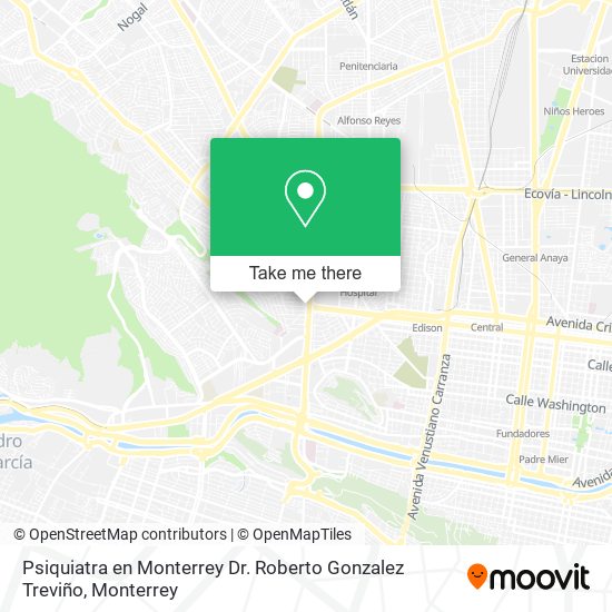 Psiquiatra en Monterrey Dr. Roberto Gonzalez Treviño map