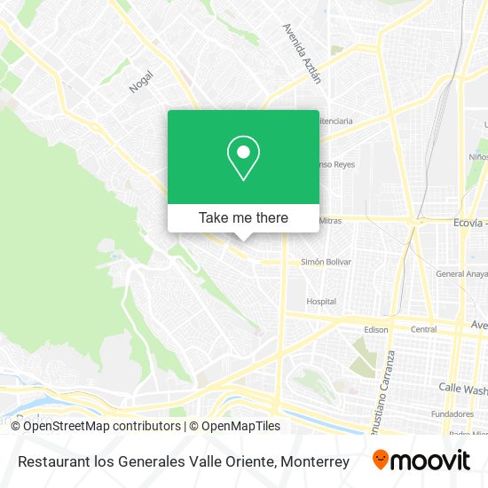 Restaurant los Generales Valle Oriente map