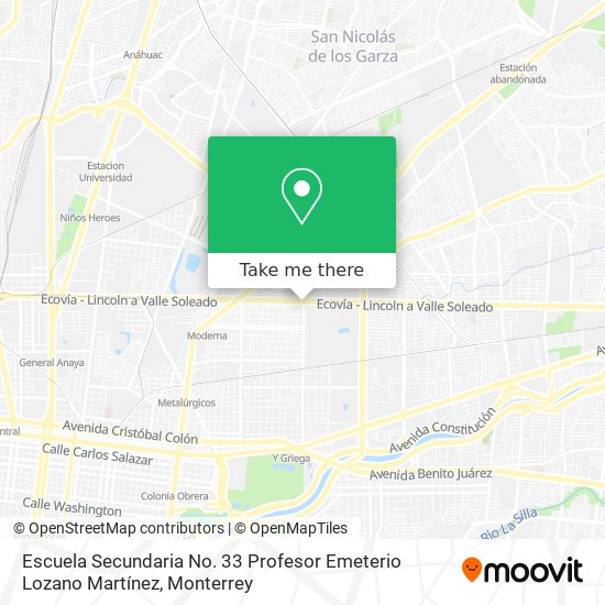 Mapa de Escuela Secundaria No. 33 Profesor Emeterio Lozano Martínez