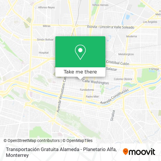 Transportación Gratuita Alameda - Planetario Alfa map