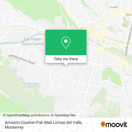 Mapa de Amazon Counter-Pak Mail Lomas del Valle