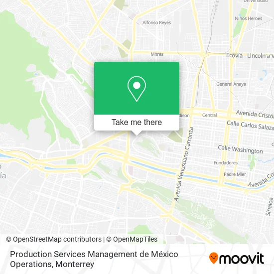 Mapa de Production Services Management de México Operations