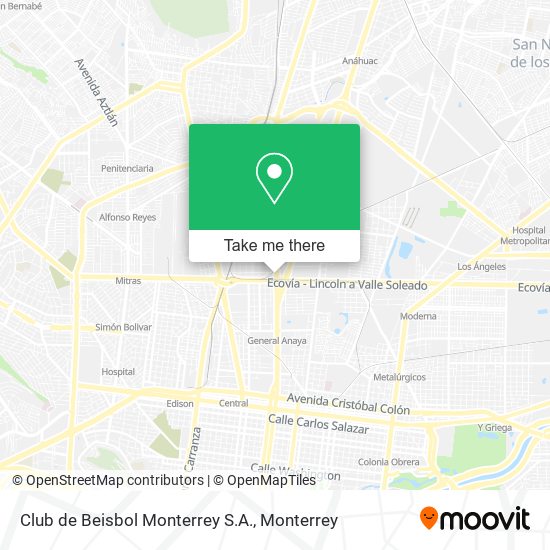 Mapa de Club de Beisbol Monterrey S.A.