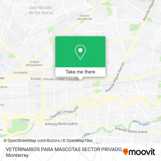 Mapa de VETERINARIOS PARA MASCOTAS SECTOR PRIVADO