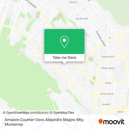 Amazon Counter-Oxxo Alejandro Magno Mty map