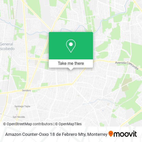 Mapa de Amazon Counter-Oxxo 18 de Febrero Mty