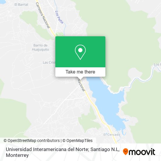 Mapa de Universidad Interamericana del Norte; Santiago N.L
