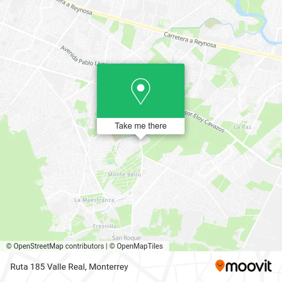 Ruta 185 Valle Real map