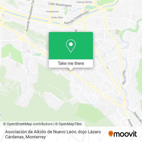 Mapa de Asociación de Aikido de Nuevo León, dojo Lázaro Cárdenas