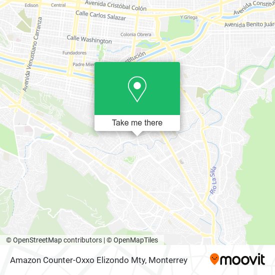 Amazon Counter-Oxxo Elizondo Mty map