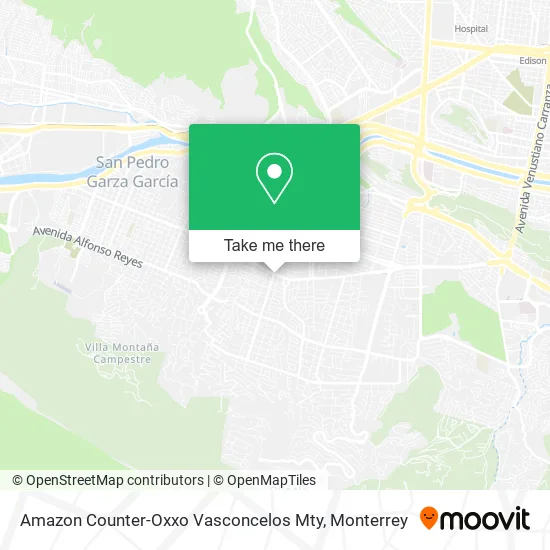 Amazon Counter-Oxxo Vasconcelos Mty map