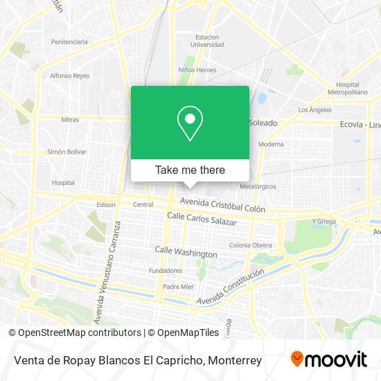 Venta de Ropay Blancos El Capricho map