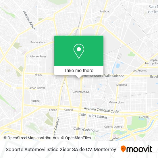 Mapa de Soporte Automovilístico Xisar SA de CV