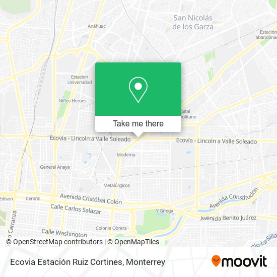 Ecovia Estación Ruiz Cortines map