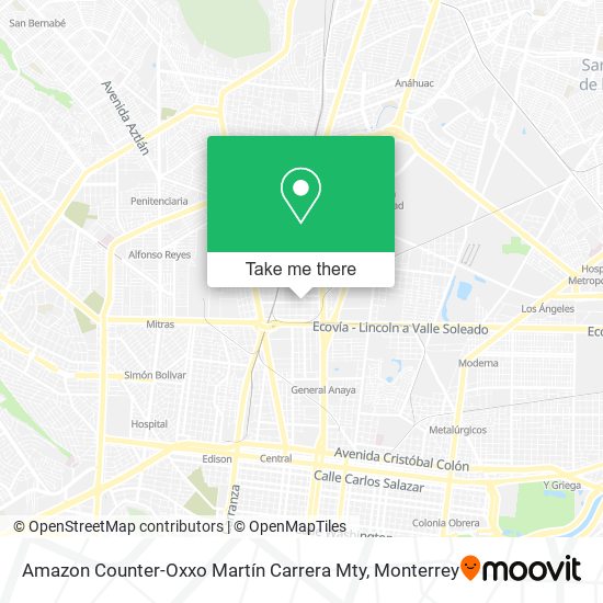 Amazon Counter-Oxxo Martín Carrera Mty map