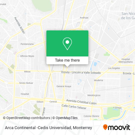 Arca Continental -Cedis Universidad map