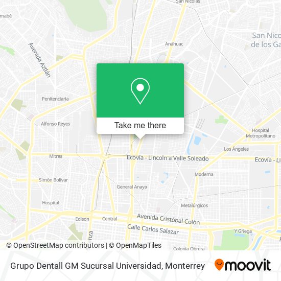Grupo Dentall GM Sucursal Universidad map