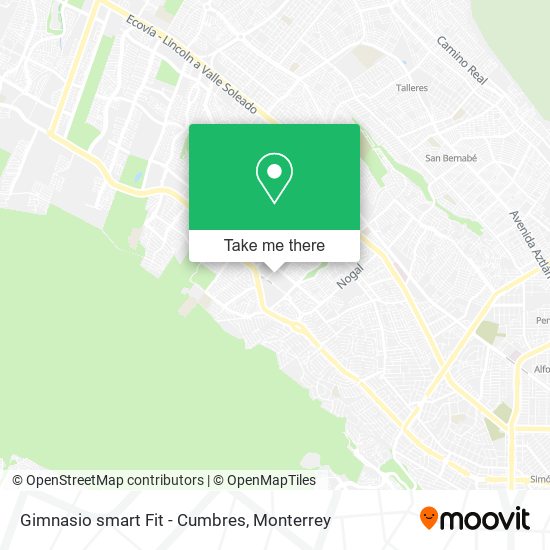 Gimnasio smart Fit - Cumbres map