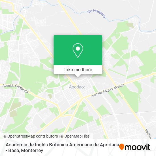 Mapa de Academia de Inglés Britanica Americana de Apodaca - Baea