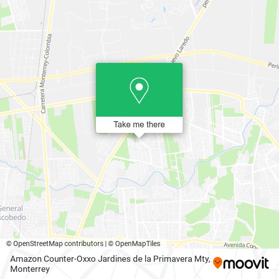 Amazon Counter-Oxxo Jardines de la Primavera Mty map