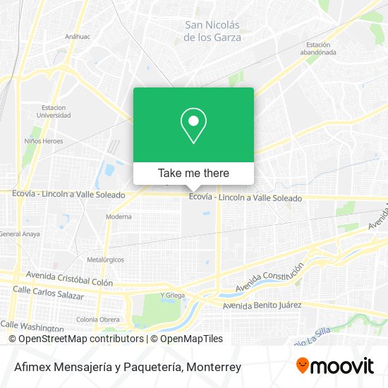 Afimex Mensajería y Paquetería map