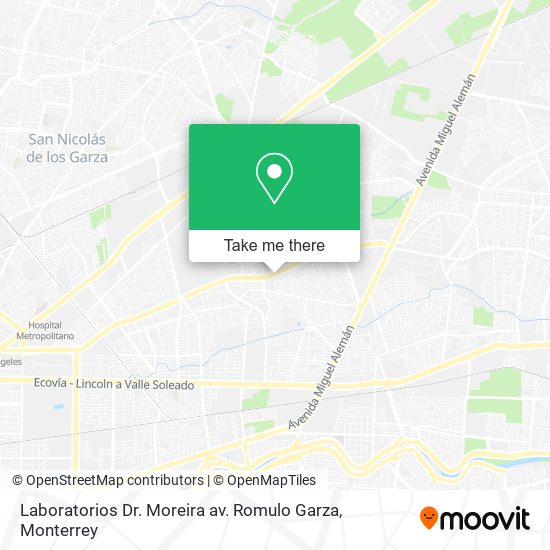 Mapa de Laboratorios Dr. Moreira av. Romulo Garza