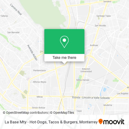 Mapa de La Base Mty - Hot-Dogs, Tacos & Burgers