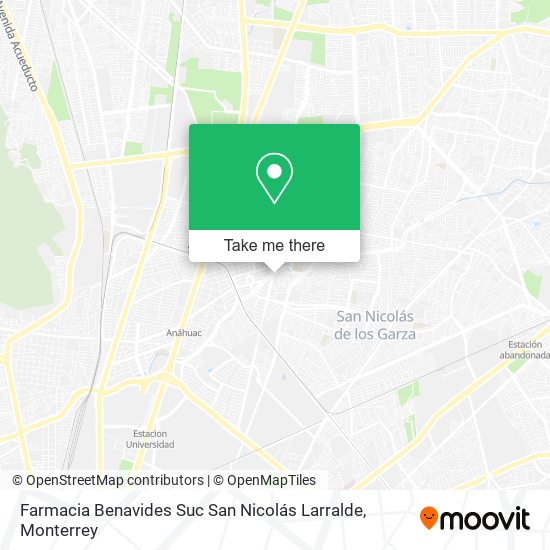Mapa de Farmacia Benavides Suc San Nicolás Larralde