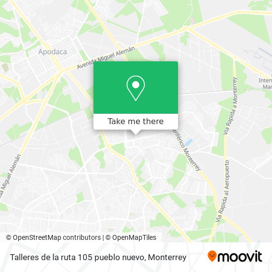 Talleres de la ruta 105 pueblo nuevo map