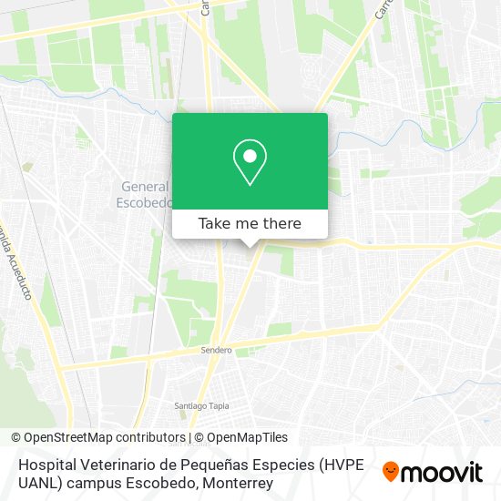 Mapa de Hospital Veterinario de Pequeñas Especies (HVPE UANL) campus Escobedo