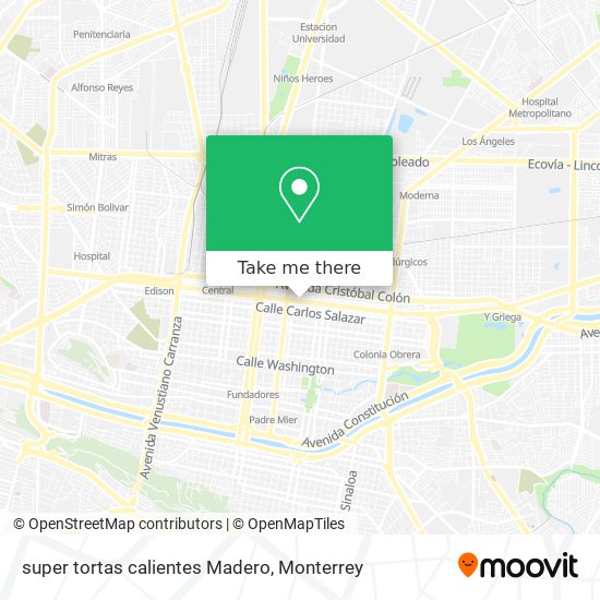 Mapa de super tortas calientes Madero