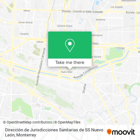 Dirección de Jurisdicciones Sanitarias de SS Nuevo León map