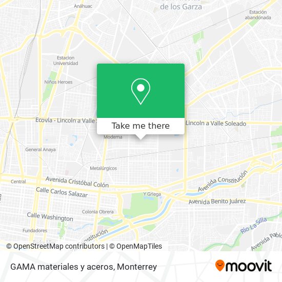 GAMA materiales y aceros map