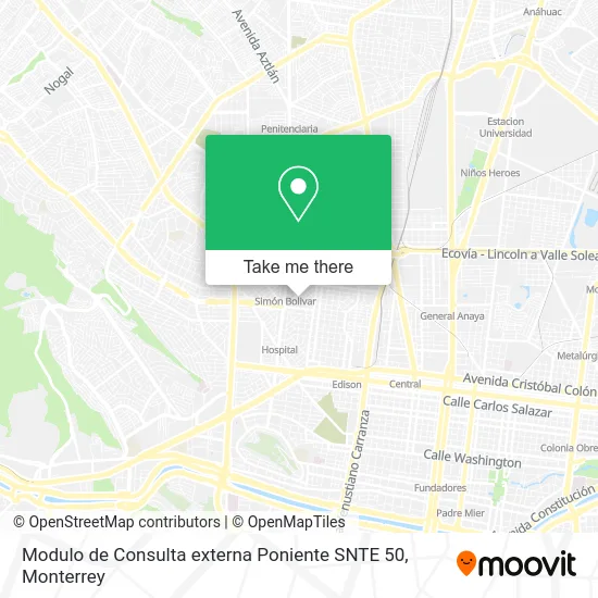 Modulo de Consulta externa Poniente SNTE 50 map