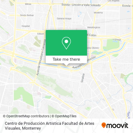 Mapa de Centro de Producción Artística Facultad de Artes Visuales