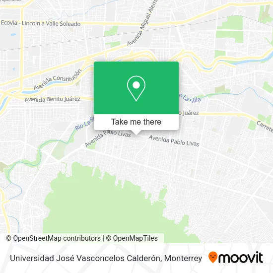 Mapa de Universidad José Vasconcelos Calderón