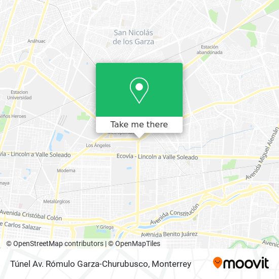 Mapa de Túnel Av. Rómulo Garza-Churubusco