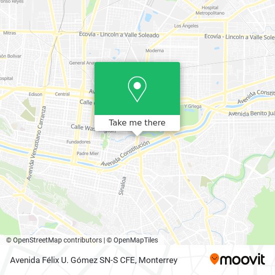 Mapa de Avenida Félix U. Gómez SN-S CFE