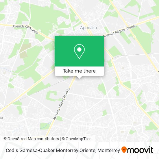 Mapa de Cedis Gamesa-Quaker Monterrey Oriente