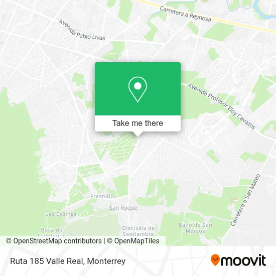 Ruta 185 Valle Real map