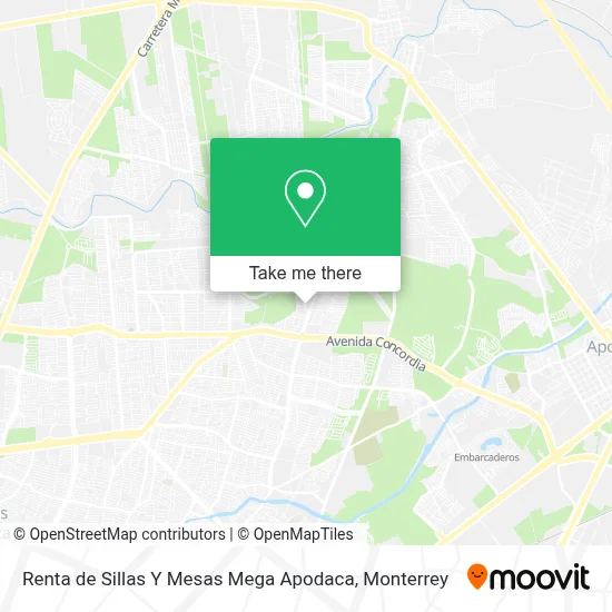 Renta de Sillas Y Mesas Mega Apodaca map