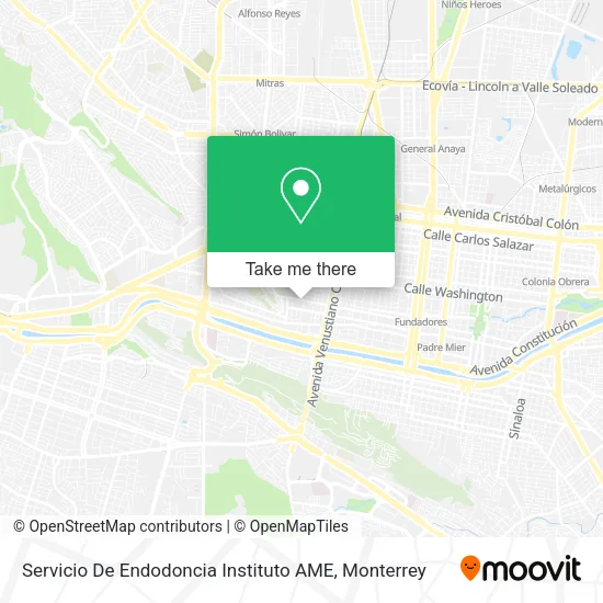 Mapa de Servicio De Endodoncia Instituto AME