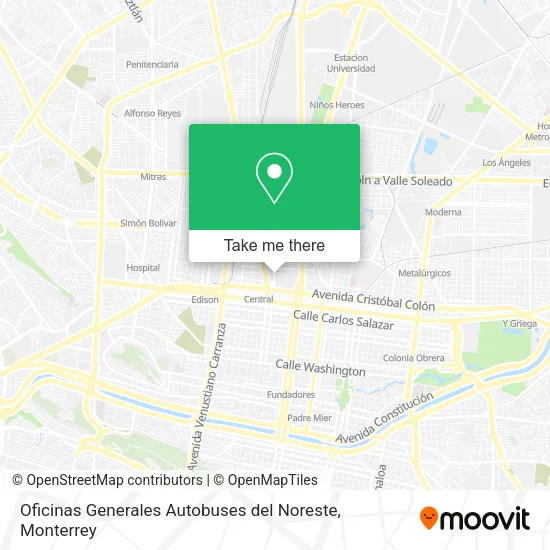 Mapa de Oficinas Generales Autobuses del Noreste