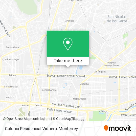 Colonia Residencial Vidriera map